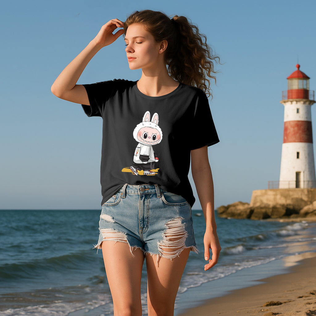 4 Pack Labubu Graphic T-Shirts Loose Fit Short Sleeve Tees For Labubu Lover