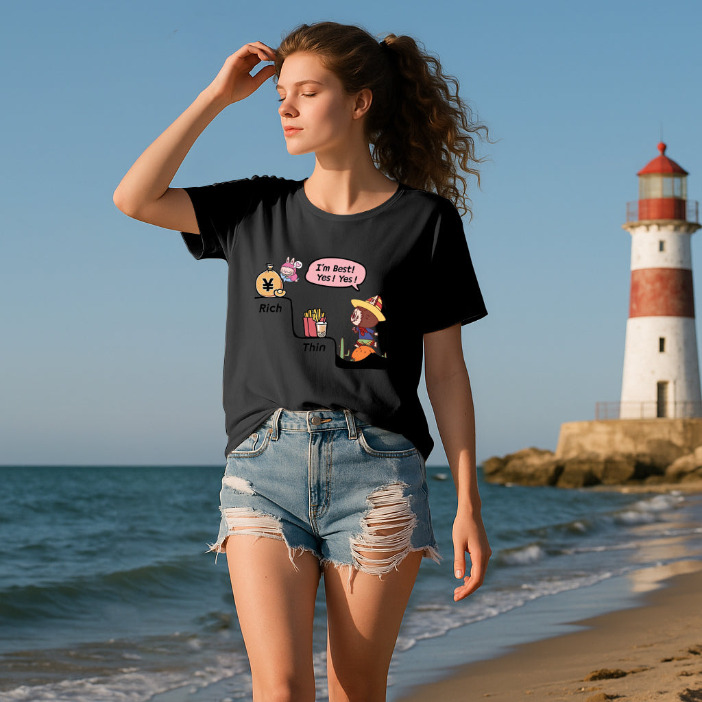 Bohaté a tenké grafické tričko LaBubu Loose Fit Summer Casual Tee
