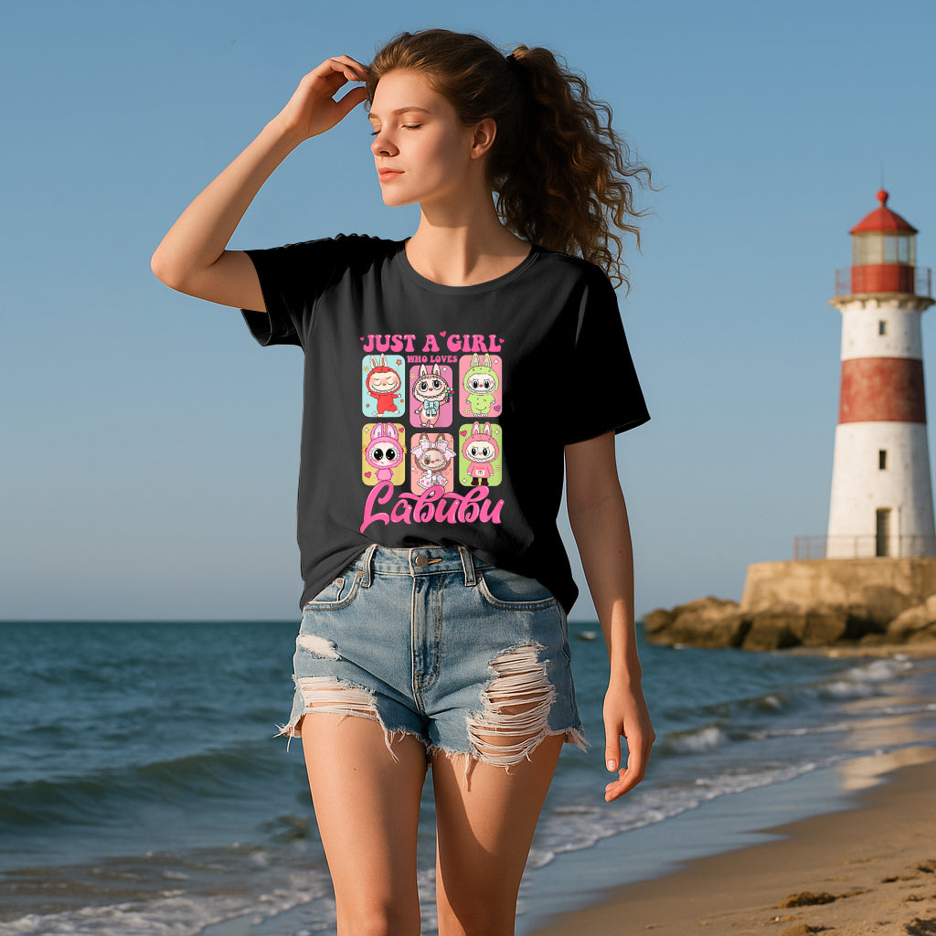 Camisetas gráficas de 4 paquete Labubu, camisetas de manga corta de ajuste suelto con 4 diseños para Labubu Lover