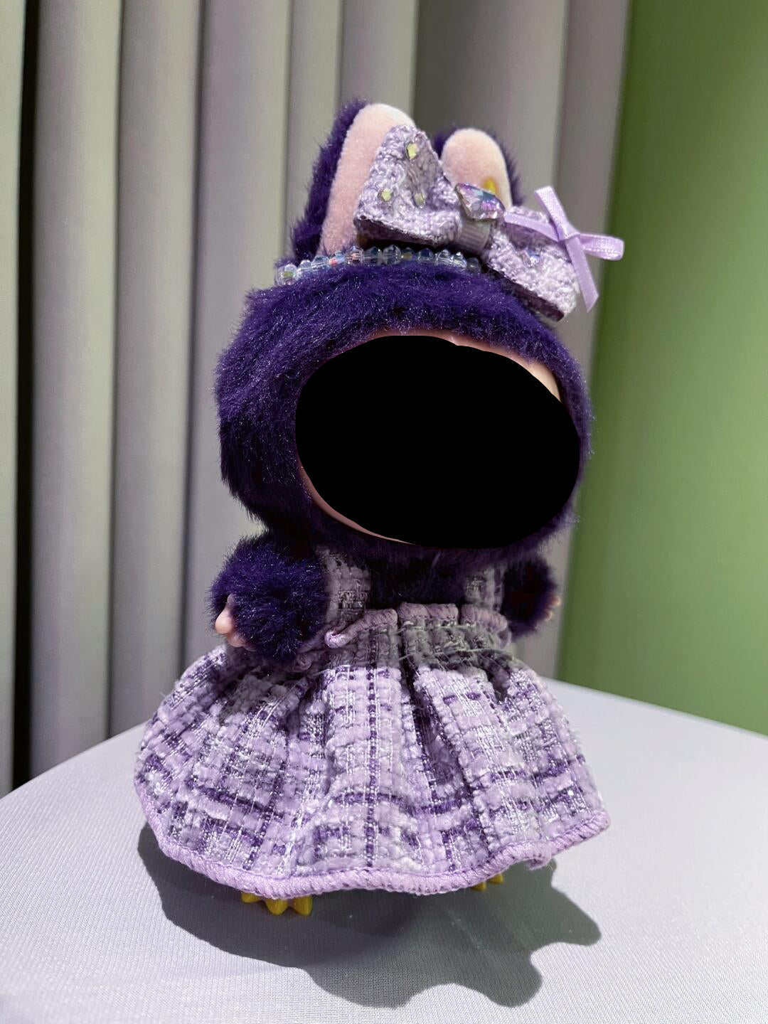 Keychain Labubo Clothes Purple Dress with Hairbow Labubo Clothing Macaron Clothes for Labubo