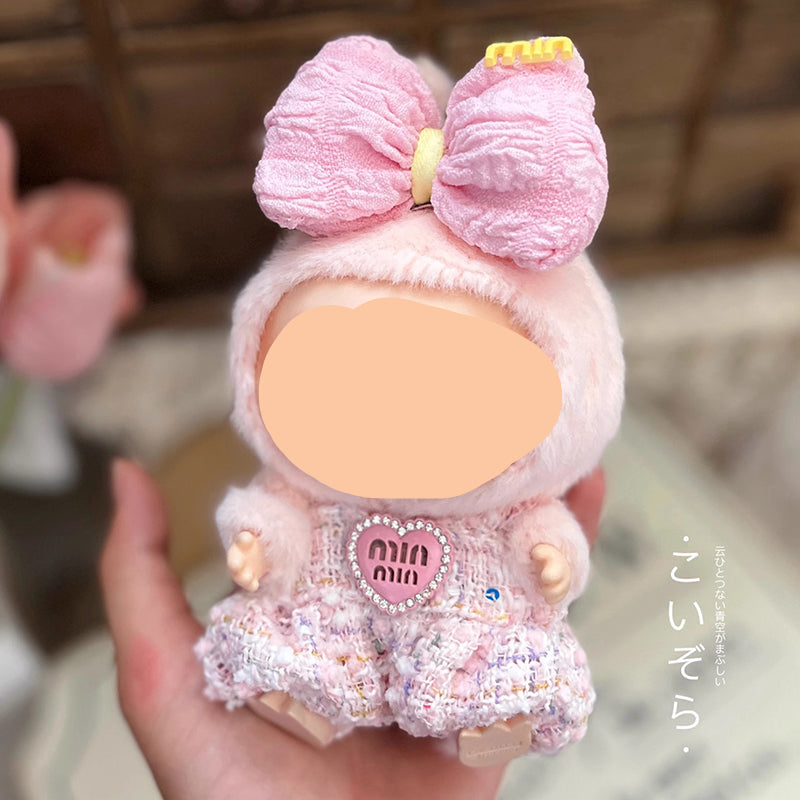Clothes Labubo Blue Bodysuit With Hairbow Keychain Labubo Clothing Macaron Clothes for Labubo
