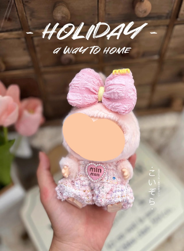 Clothes Labubo Purple Bodysuit With Hairbow Keychain Labubo Clothing Macaron Clothes for Labubo