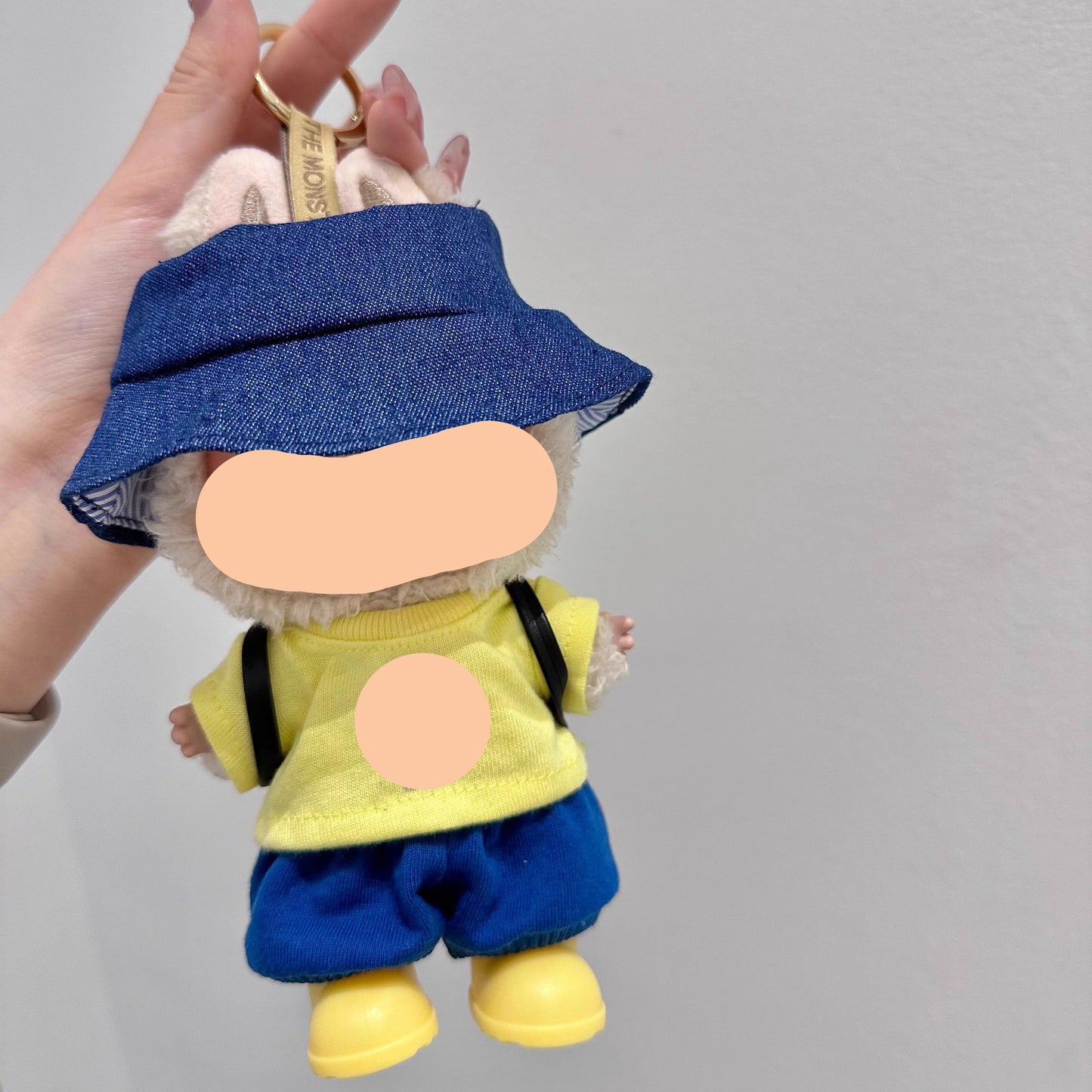 Summer Labubo Outfits Yellow Shirt + Blue Pants Accessories Fashion Labubo Outfit Keychain Labubo Clothing