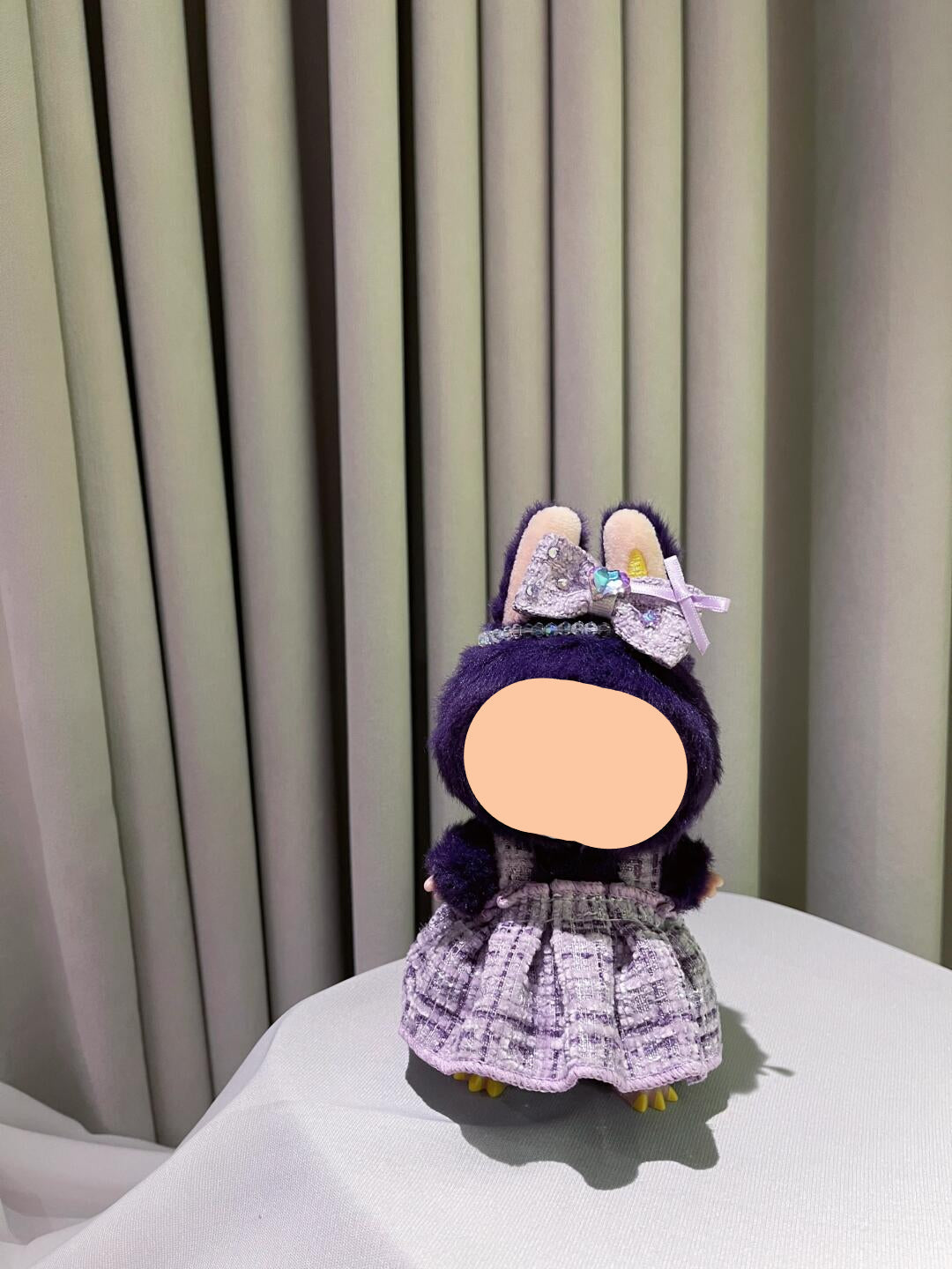 Keychain Labubo Clothes Purple Dress with Hairbow Labubo Clothing Macaron Clothes for Labubo