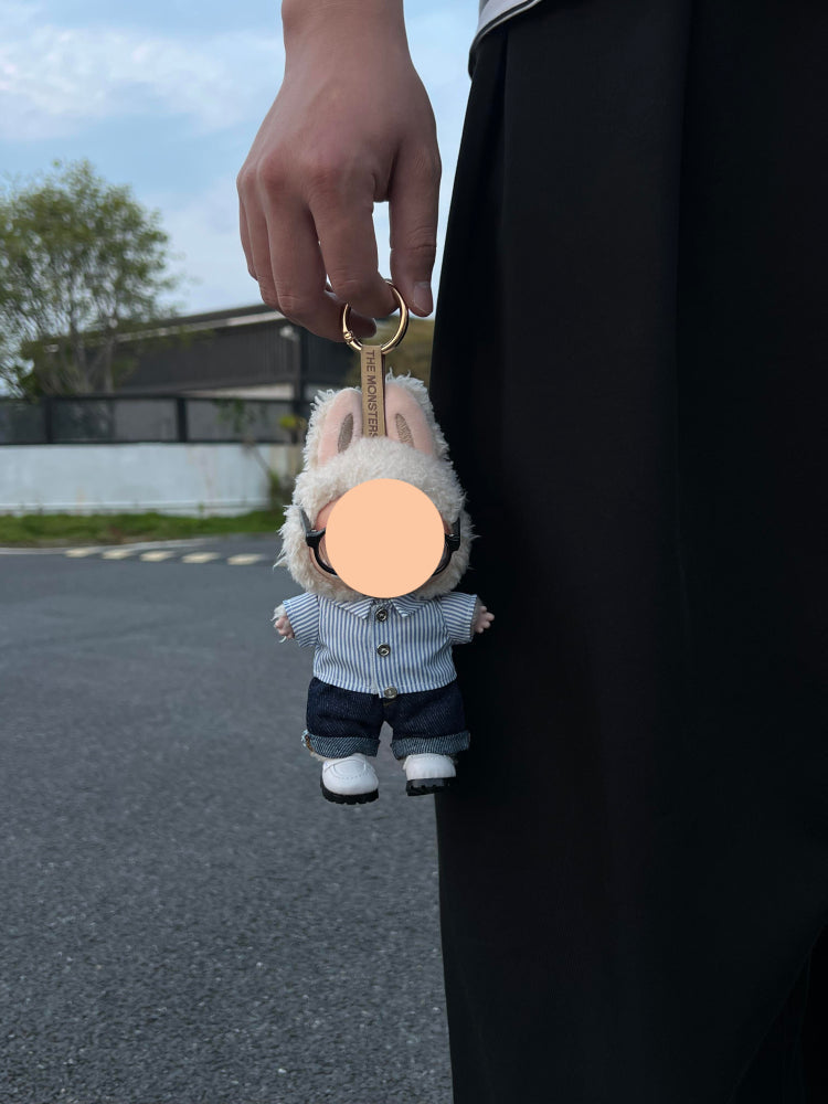 Striped Shirt + Jeans + White Shoes Keychain Labubo Clothes Labubo Clothing Macaron Clothes for Labubo