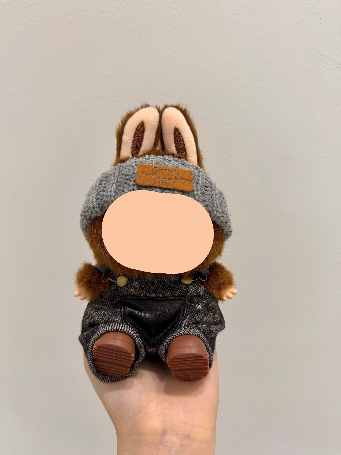 Labubo Clothes Black Overalls + Beanie Keychain Labubo Clothing Labubo Keychain Labubo Clothing