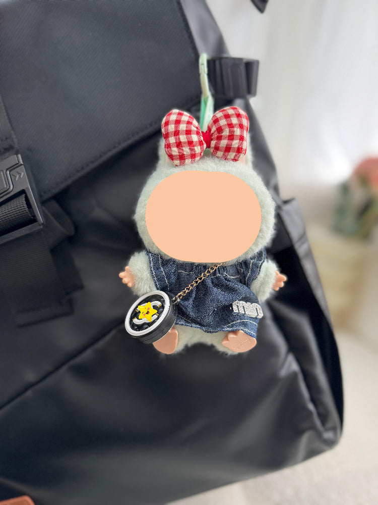 Clothes Labubo Denim top + Hairbow Keychain Labubo Clothing Macaron Clothes for Labubo