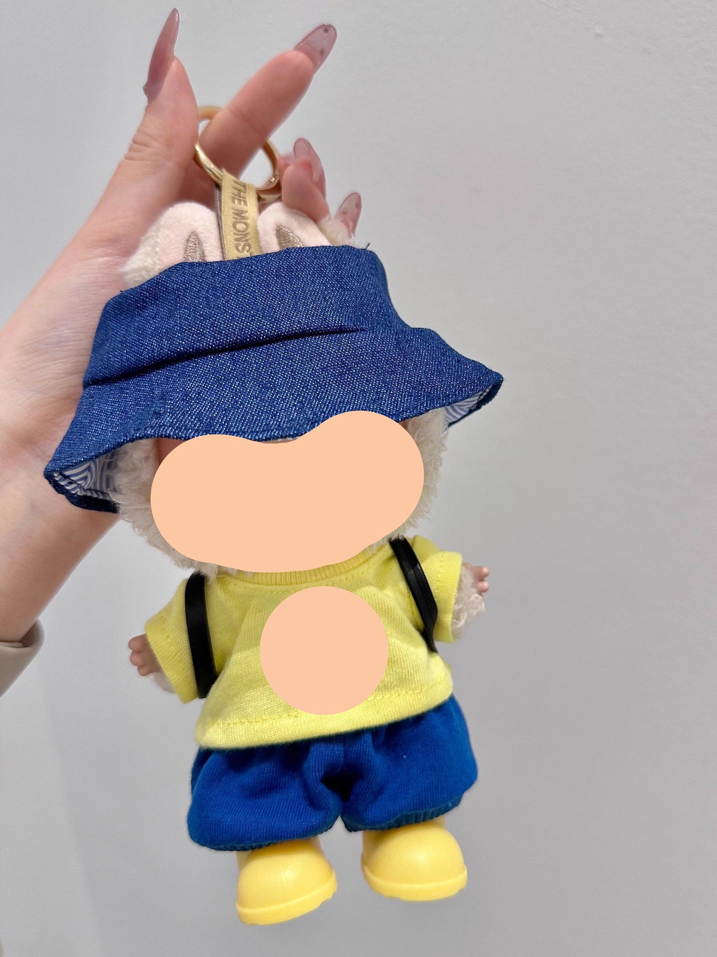 Summer Labubo Outfits Yellow Shirt + Blue Pants Accessories Fashion Labubo Outfit Keychain Labubo Clothing