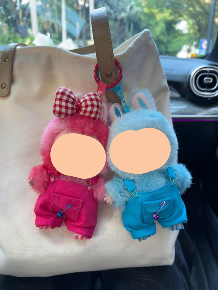 Blue Overalls + Hairbow Labubo Clothes Keychain Labubo Clothing Labubo Keychain Labubo Clothing