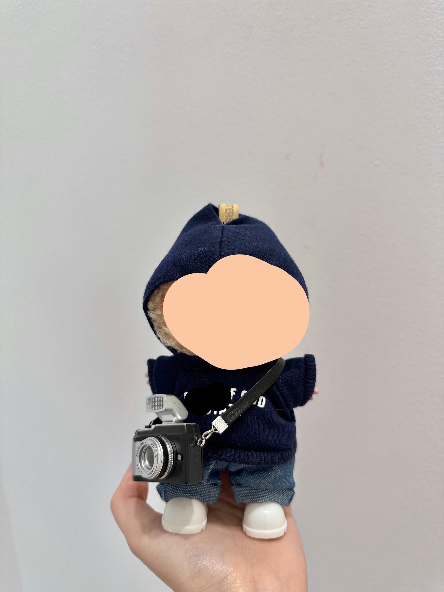 Labubo Clothes 17cm Labubo Clothing Navy Hoodie+ Jeans + Camera Have a Seat Labubo Doll Clothes