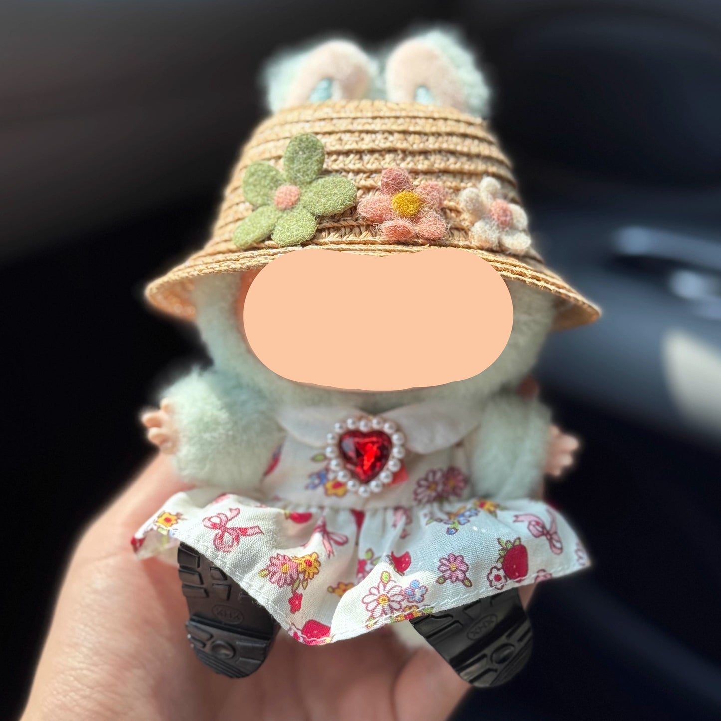 Plaided Bow Straw Hat Labubo Clothes Keychain Labubo Clothing Labubo Keychain Labubo Clothing