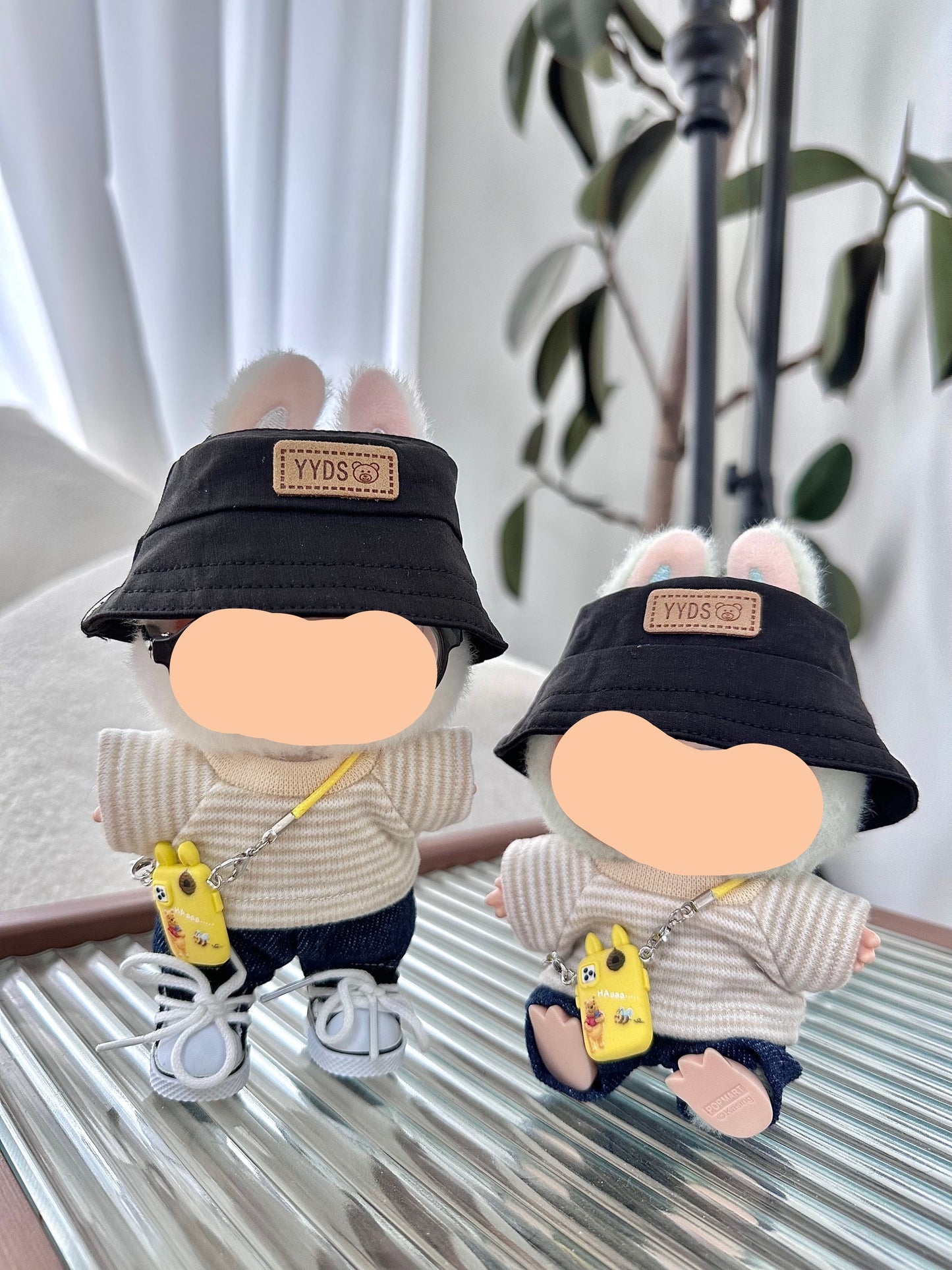 Spring Labubo Outfits Beige Shirt + Jeans Accessories Fashion Labubo Outfit Keychain Labubo Clothing