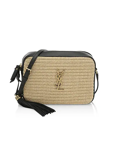 Saint Laurent Lou Medium luxury Monogram Raffia Camera Bag