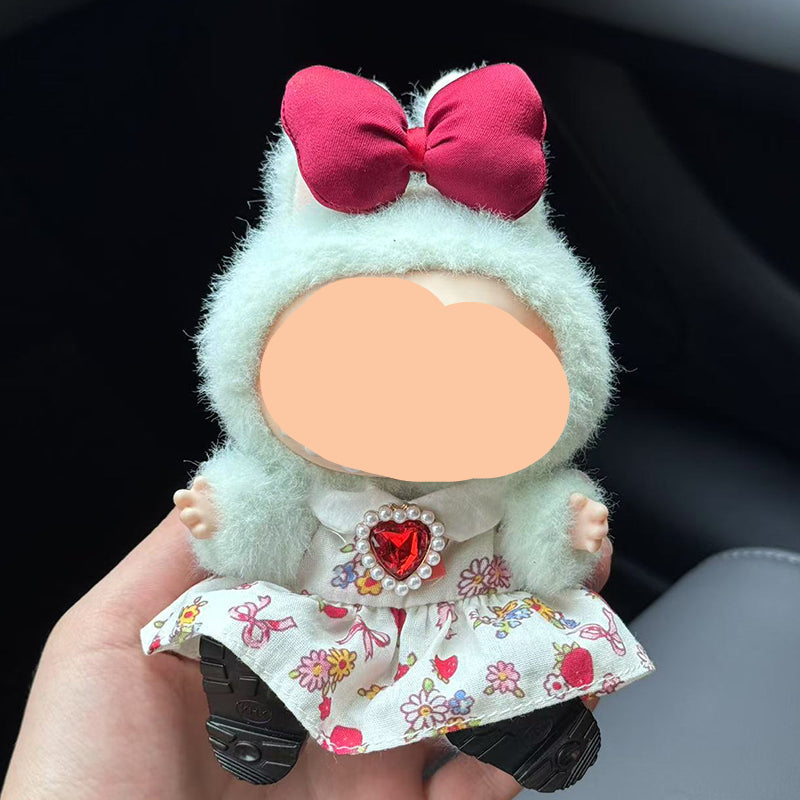 Flower Dress + Hairbow Labubo Clothes Keychain Labubo Clothing Labubo Keychain Labubo Clothing