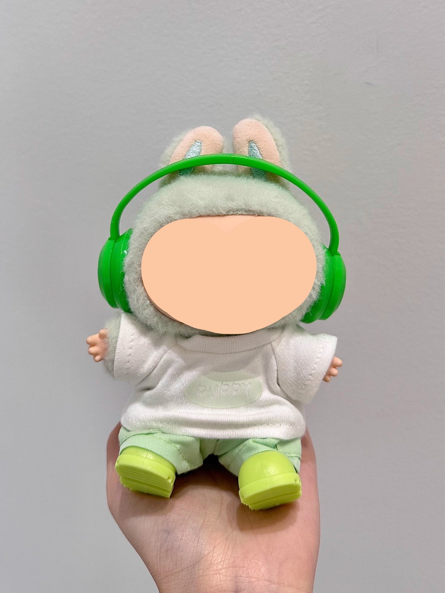 Have A Seat Labubo Outfits Green Set + Headphone Accessories Fashion Keychain Labubo Clothing Labubo Outfit
