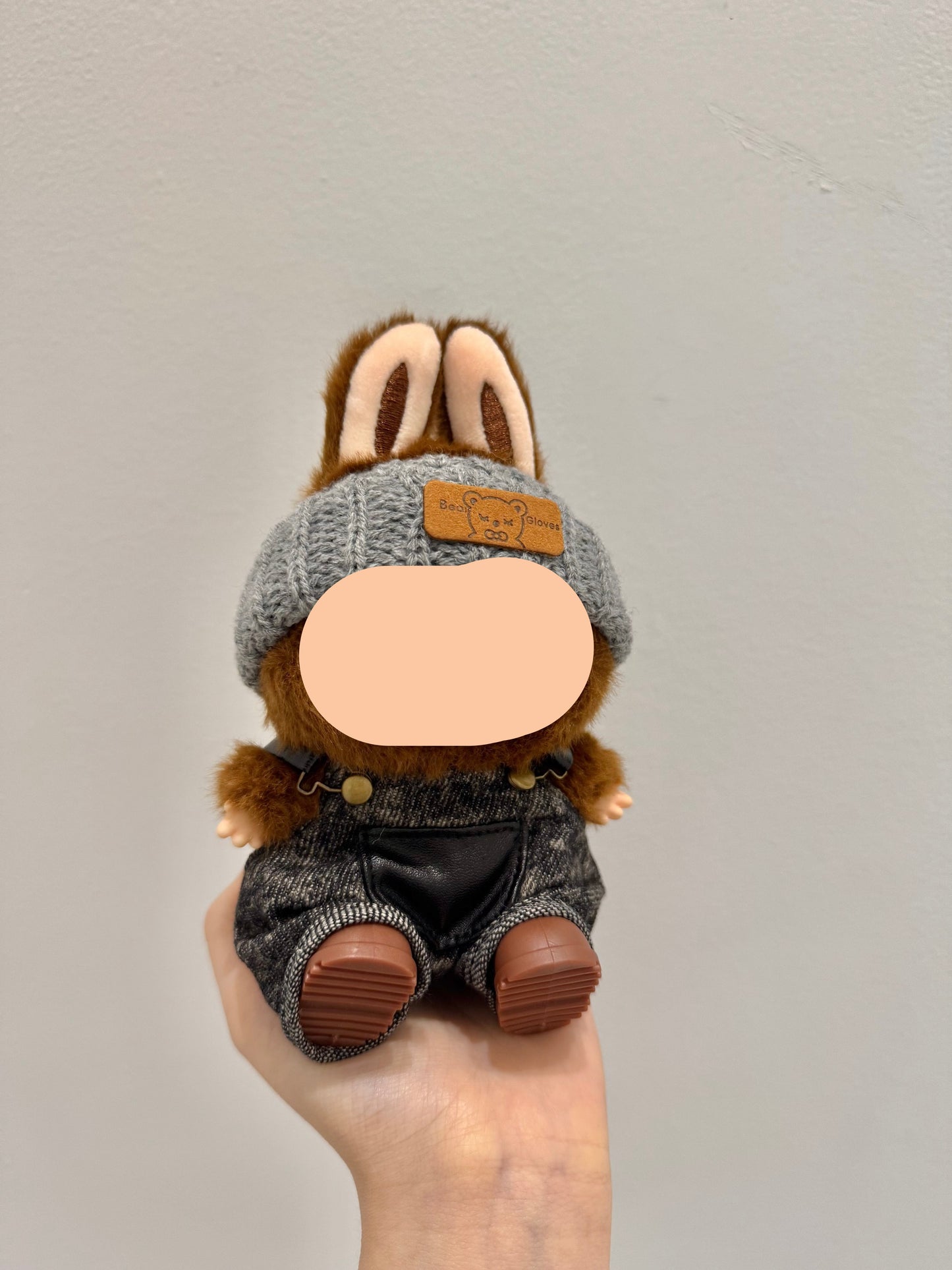 Labubo Clothes Black Overalls + Beanie Keychain Labubo Clothing Labubo Keychain Labubo Clothing