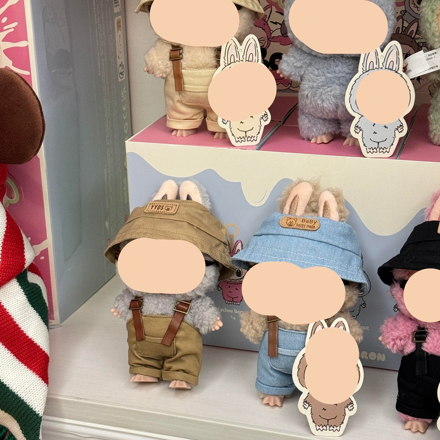 17cm Labubo Clothing Khaki Overalls Keychain Labubo Clothes Overalls Have a Seat Labubo Doll Clothes Macaron Clothes for Labubo