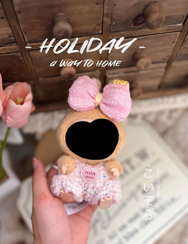 Clothes Labubo Purple Bodysuit With Hairbow Keychain Labubo Clothing Macaron Clothes for Labubo