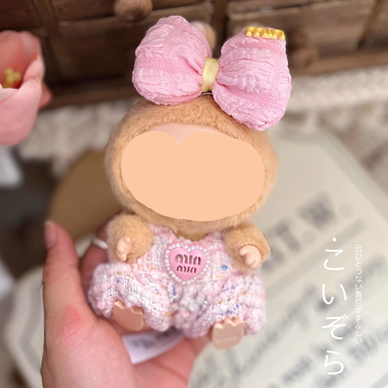 Clothes Labubo Purple Bodysuit With Hairbow Keychain Labubo Clothing Macaron Clothes for Labubo