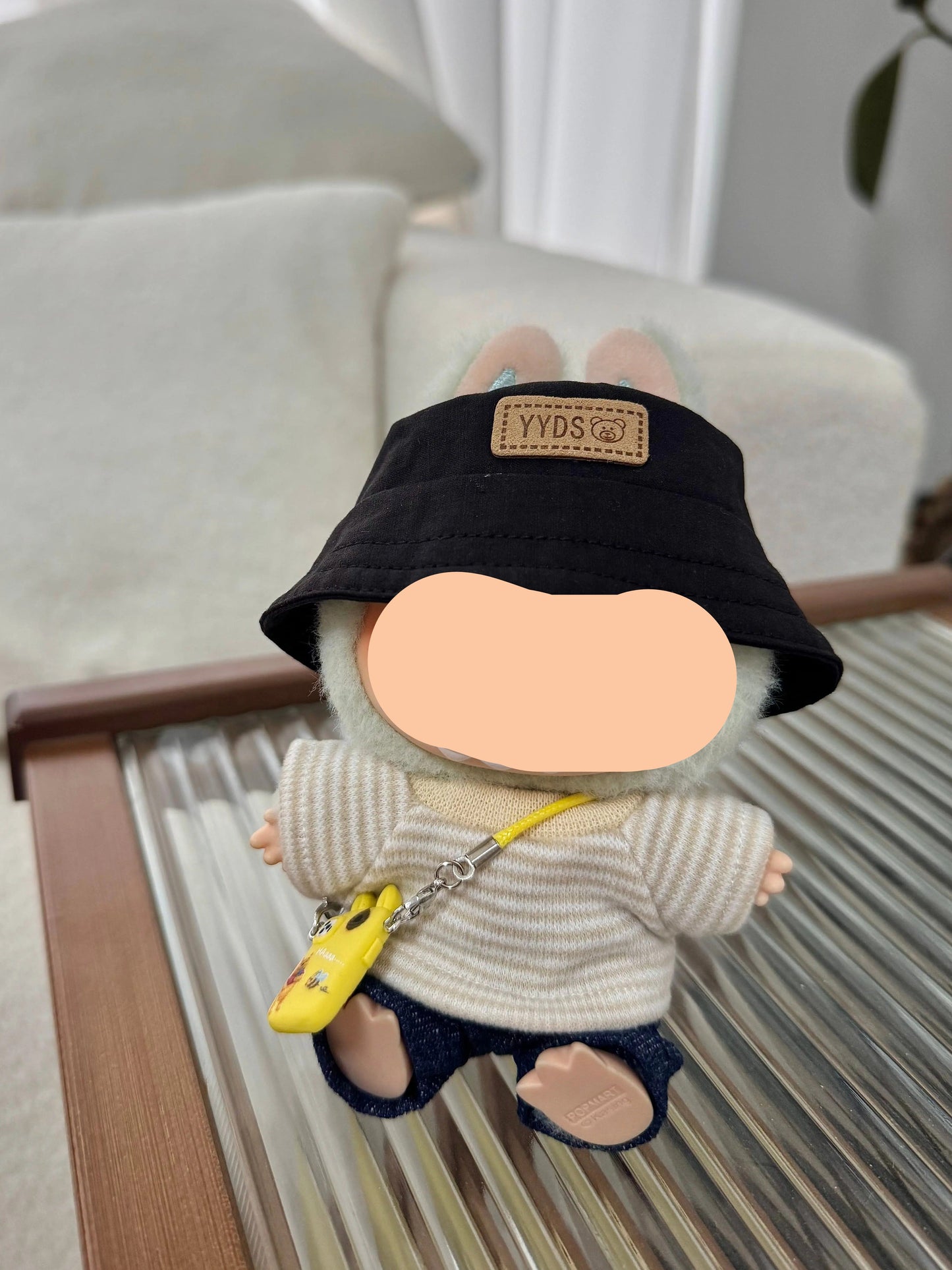 Spring Labubo Outfits Beige Shirt + Jeans Accessories Fashion Labubo Outfit Keychain Labubo Clothing