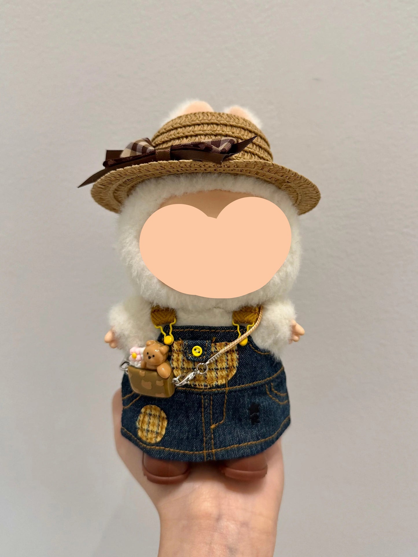 Labubo Have A Seat Clothes Clothes Labubo Denim overalls skirt Keychain Labubo Clothing