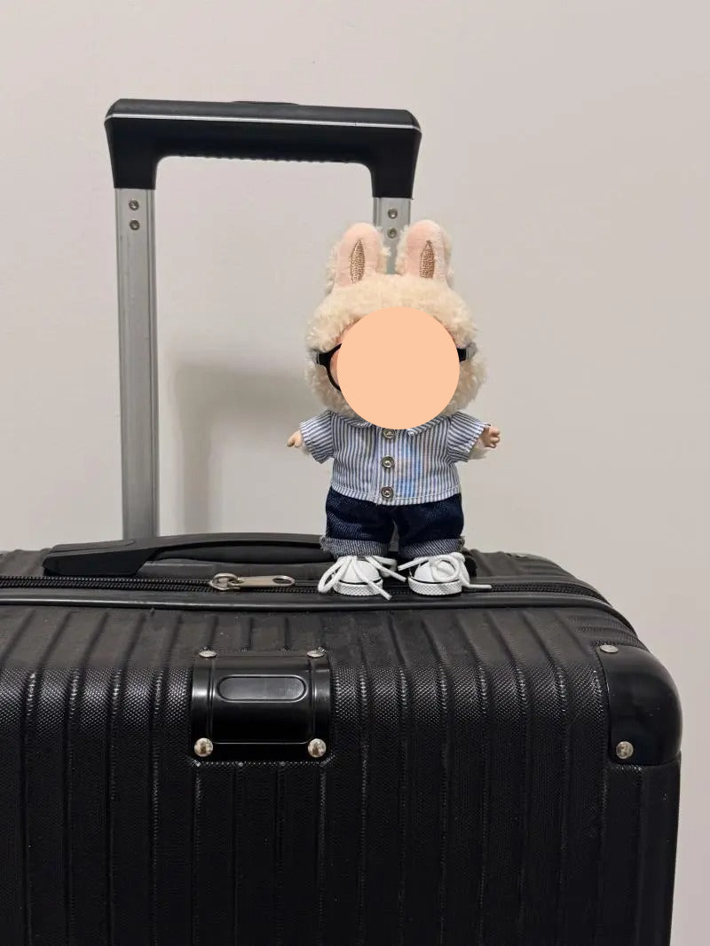 Striped Shirt + Jeans + White Shoes Keychain Labubo Clothes Labubo Clothing Macaron Clothes for Labubo