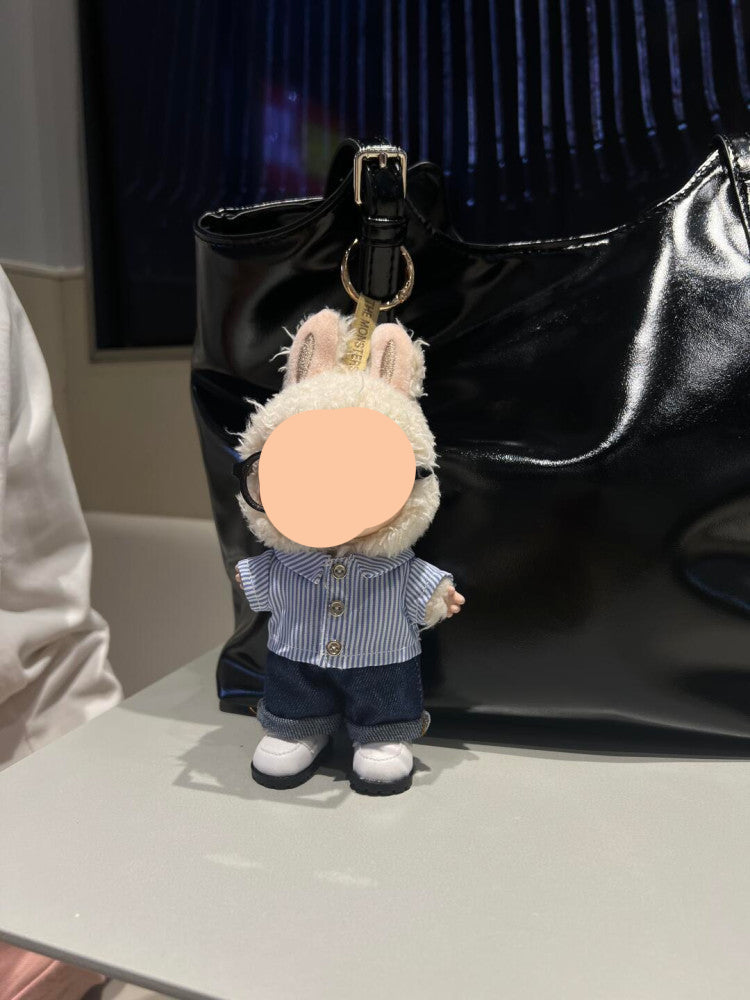 Striped Shirt + Jeans + White Shoes Keychain Labubo Clothes Labubo Clothing Macaron Clothes for Labubo