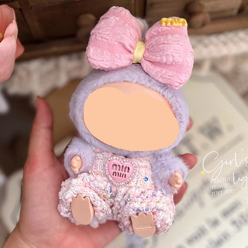 Clothes Labubo Pink Bodysuit With Hairbow Keychain Labubo Clothing Macaron Clothes for Labubo