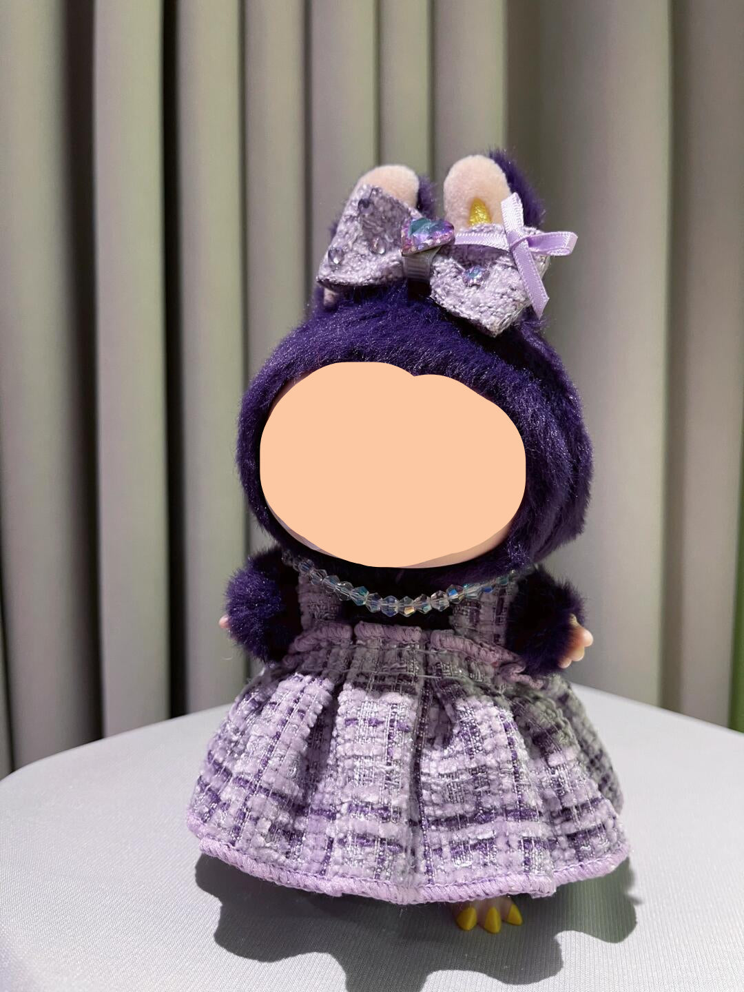 Keychain Labubo Clothes Purple Dress with Hairbow Labubo Clothing Macaron Clothes for Labubo