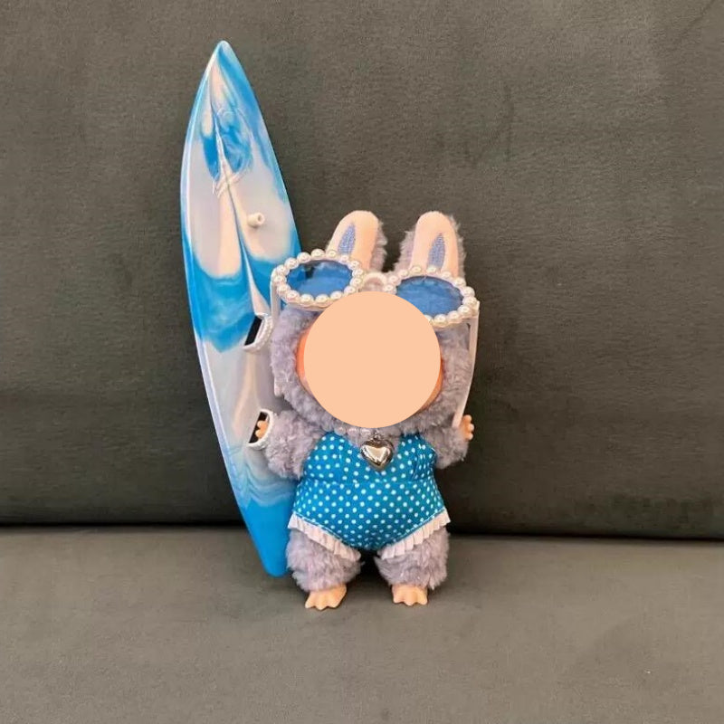 Dopamine Labubo Outfits Plaided Swimsuit Accessories Summer Keychain Labubo Clothing Labubo Outfit