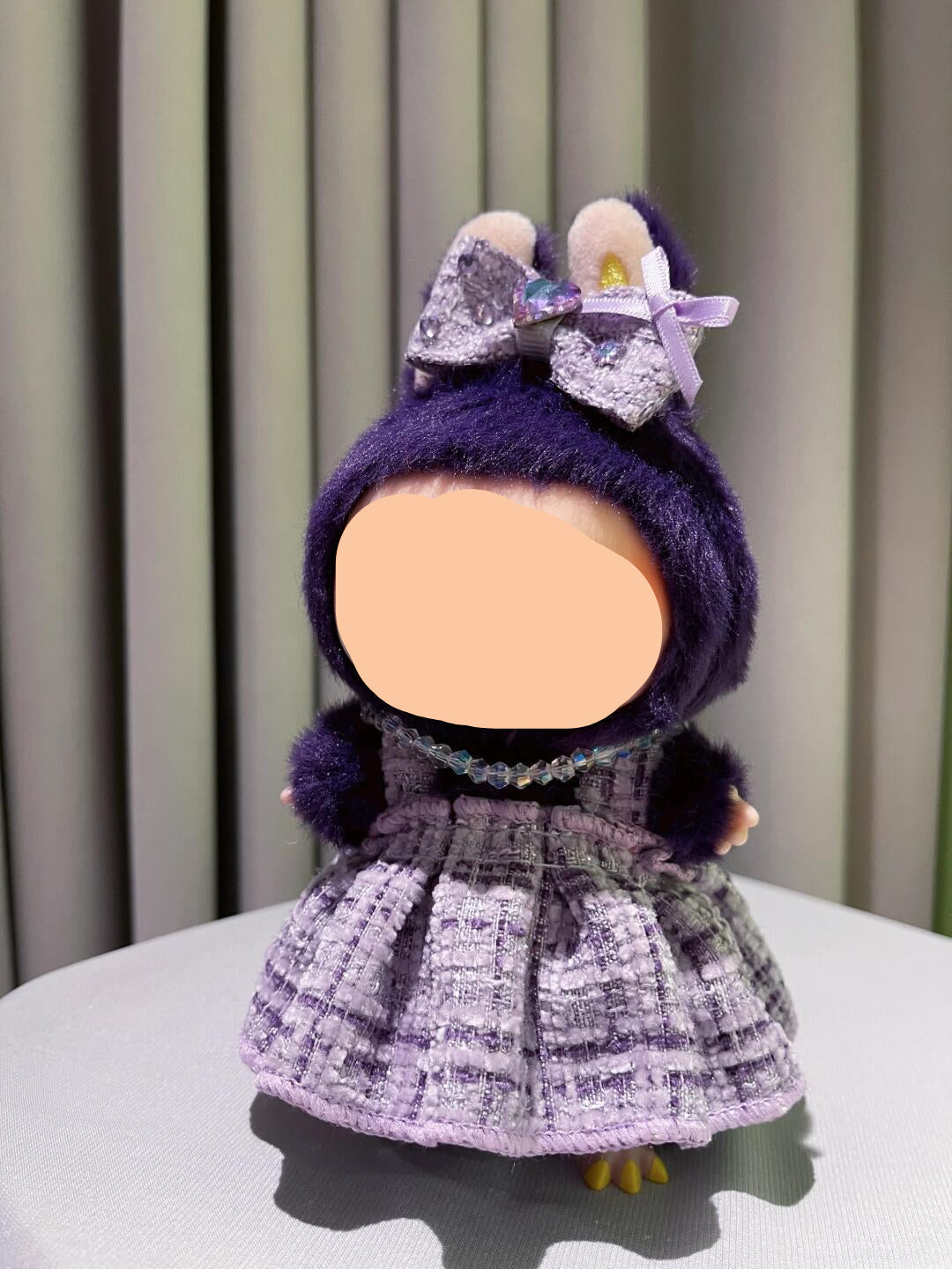 Keychain Labubo Clothes Purple Dress with Hairbow Labubo Clothing Macaron Clothes for Labubo