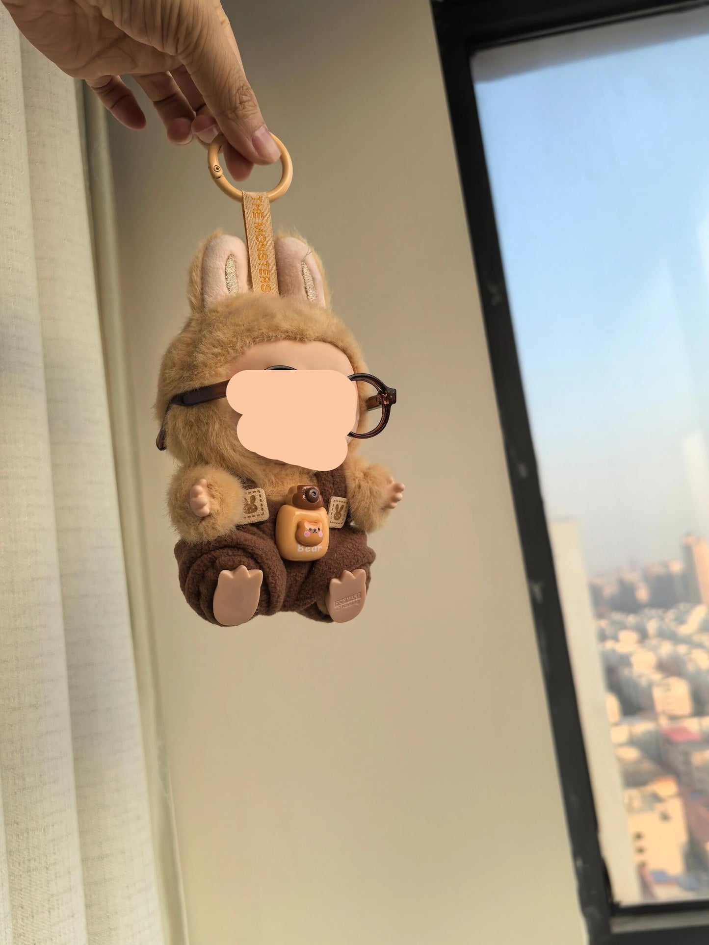 Bear Toy Overalls with Glasses Have a Seat Labubo Doll Clothes Macaron Clothes for Labubo Keychain Labubo Clothes 17cm Labubo Clothing