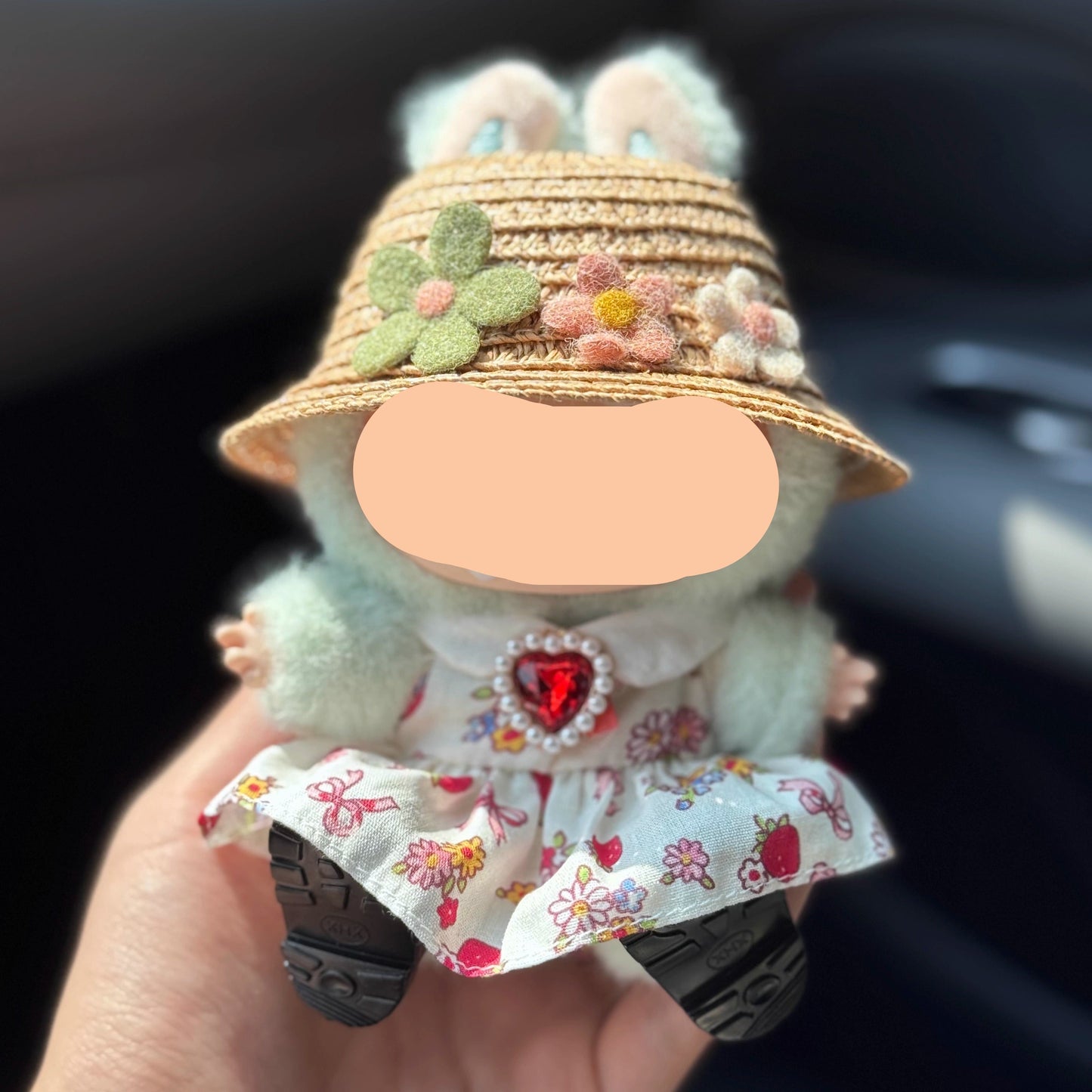 Plaided Bow Straw Hat Labubo Clothes Keychain Labubo Clothing Labubo Keychain Labubo Clothing