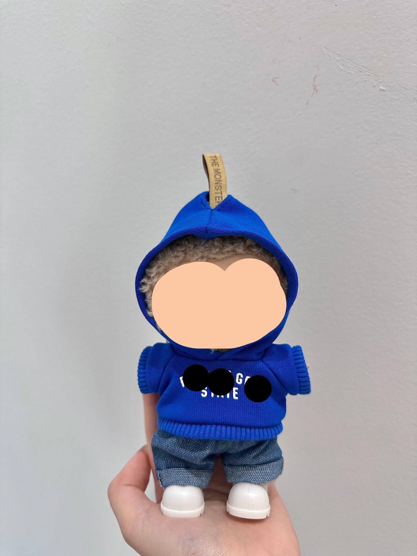 Labubo Clothes 17cm Labubo Clothing Navy Hoodie+ Jeans + Camera Have a Seat Labubo Doll Clothes