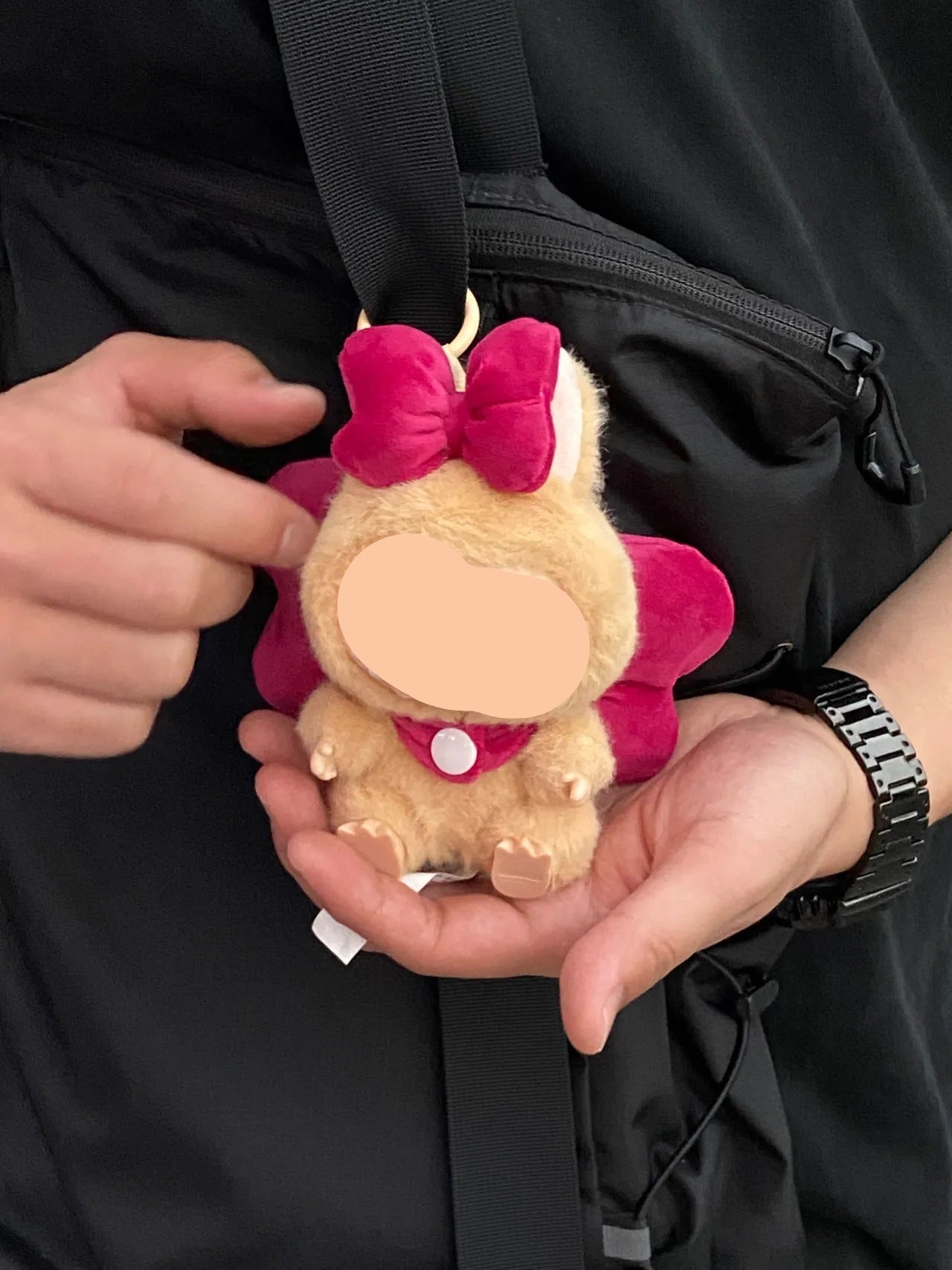 17cm Labubo Clothing Pink Hair Bow Wings Have a Seat Labubo Doll Clothes