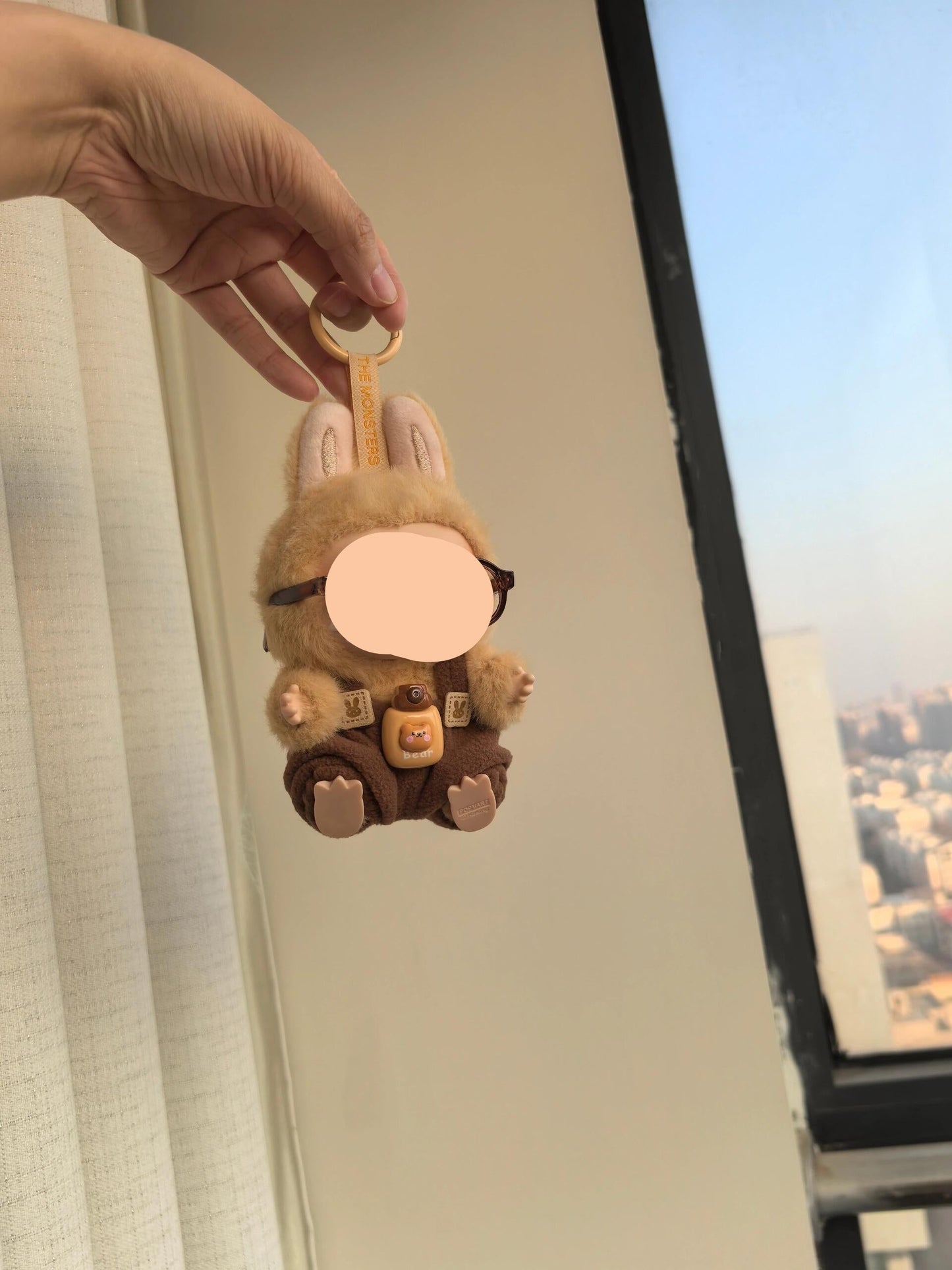 Bear Overalls with Glasses Hat Have a Seat Labubo Doll Clothes Macaron Clothes for Labubo Keychain Labubo Clothes 17cm Labubo Clothing