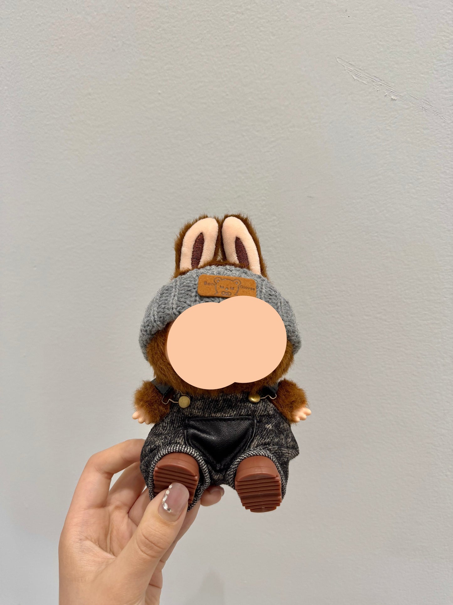 Labubo Clothes Black Overalls + Beanie Keychain Labubo Clothing Labubo Keychain Labubo Clothing