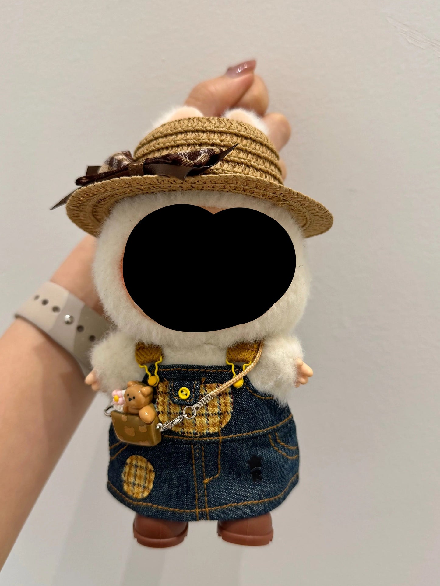 Labubo Have A Seat Clothes Denim overalls skirt Clothes Labubo Keychain Labubo Clothing