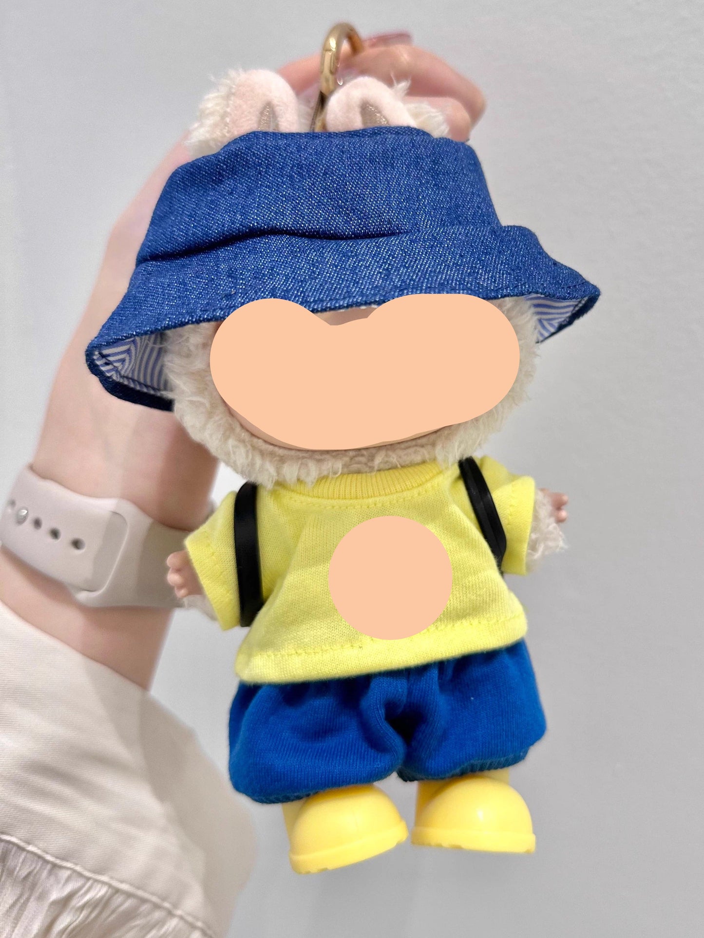 Summer Labubo Outfits Yellow Shirt + Blue Pants Accessories Fashion Labubo Outfit Keychain Labubo Clothing