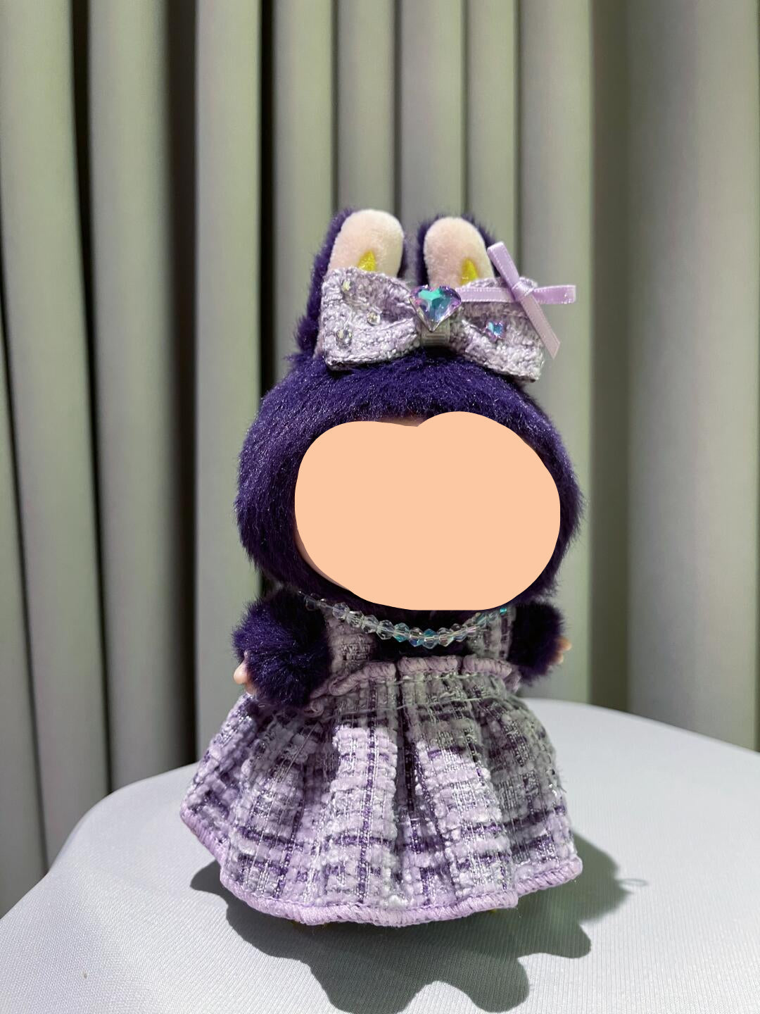 Keychain Labubo Clothes Purple Dress with Hairbow Labubo Clothing Macaron Clothes for Labubo