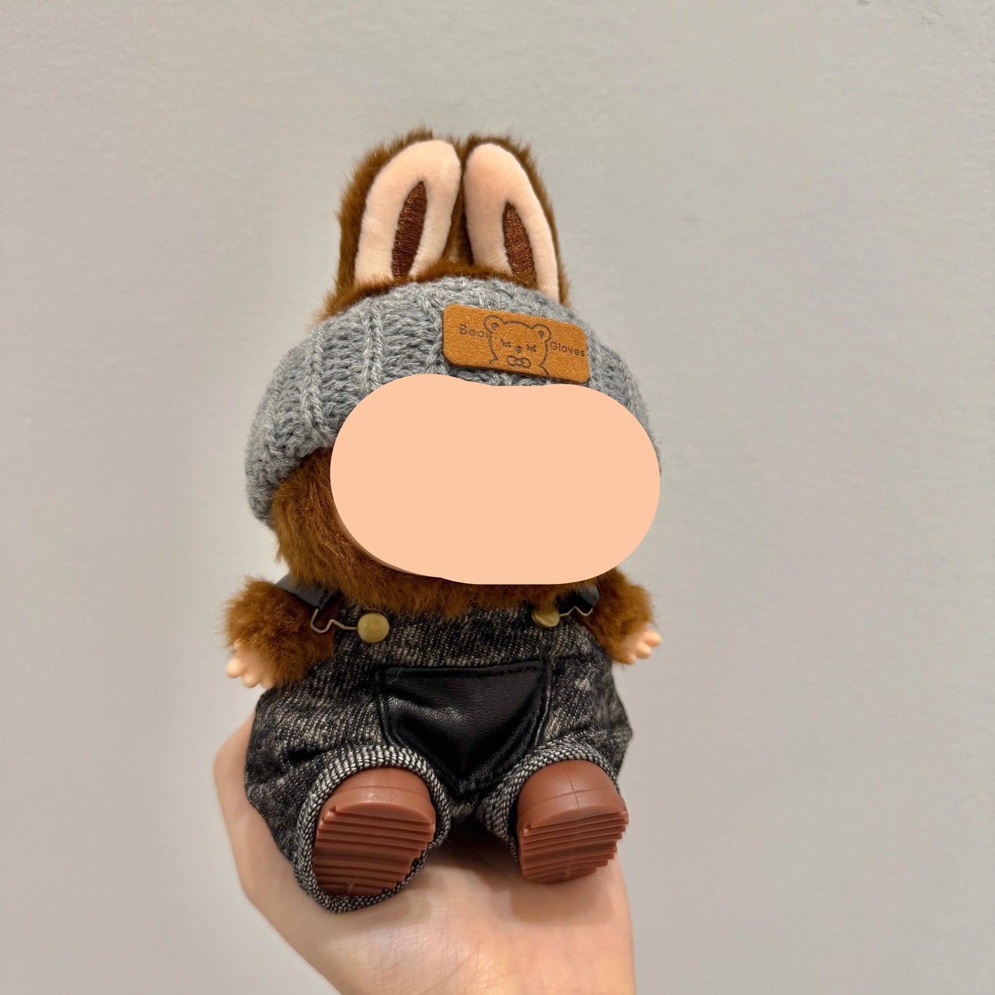 Labubo Clothes Black Overalls + Beanie Keychain Labubo Clothing Labubo Keychain Labubo Clothing