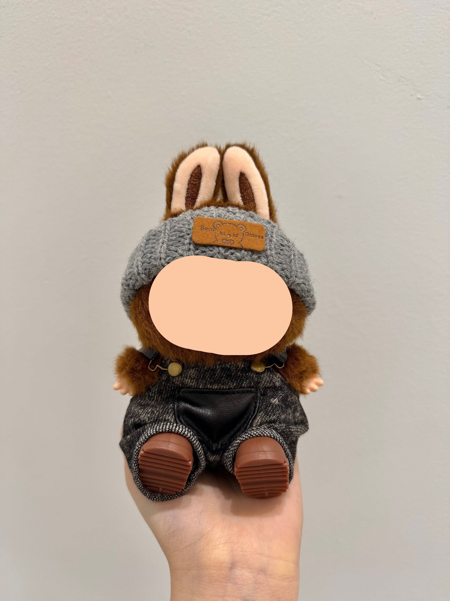 Labubo Clothes Black Overalls + Beanie Keychain Labubo Clothing Labubo Keychain Labubo Clothing