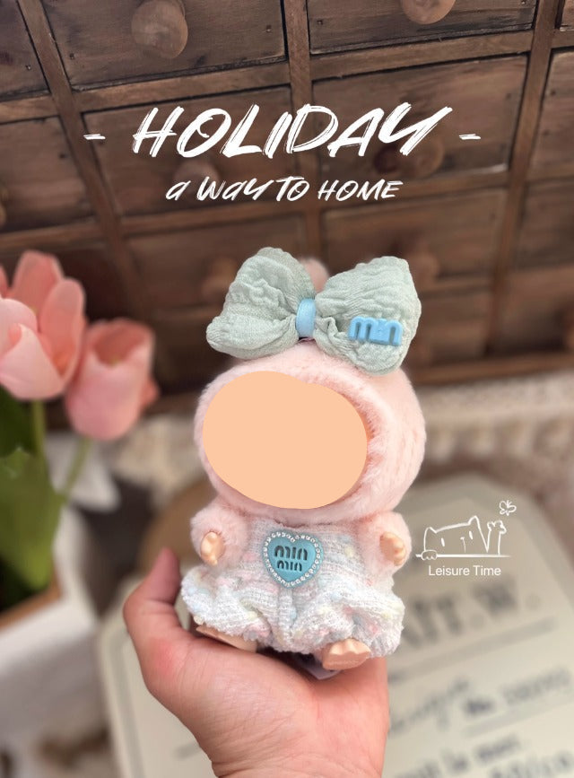 Clothes Labubo Pink Bodysuit With Hairbow Keychain Labubo Clothing Macaron Clothes for Labubo