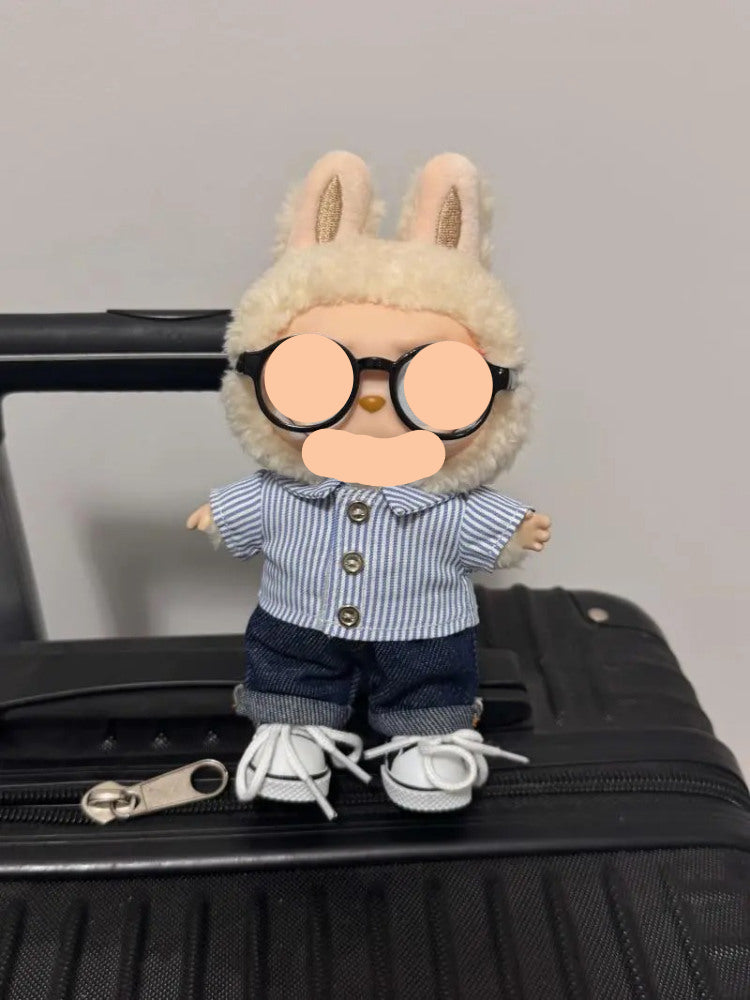 Striped Shirt + Jeans Keychain Labubo Clothes Labubo Clothing Macaron Clothes for Labubo