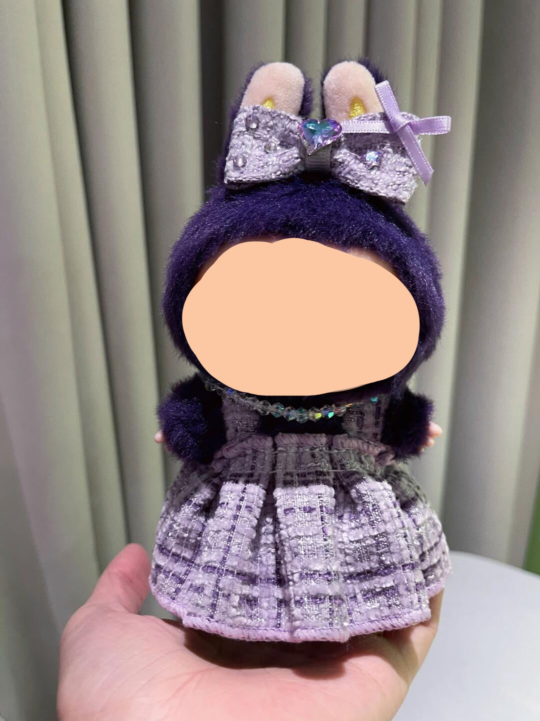Purple Dress with Hairbow Necklace Keychain Labubo Clothes Labubo Clothing Macaron Clothes for Labubo