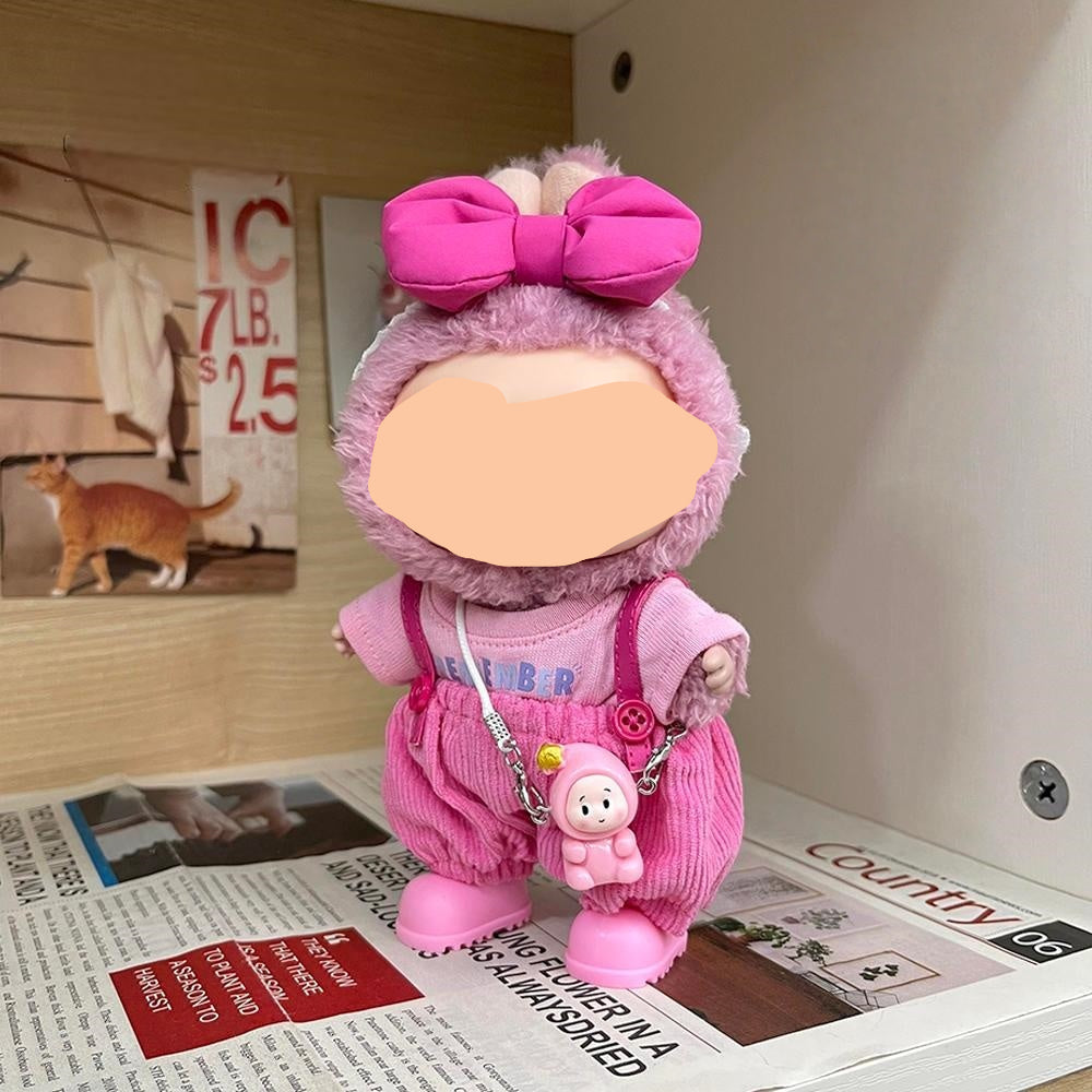 Labubo Clothes Pink overalls 17cm Labubo Clothing Have a Seat Labubo Doll Clothes