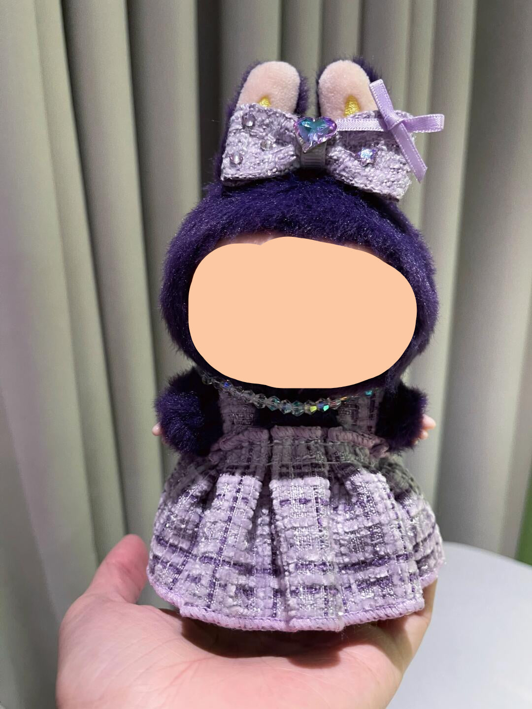 Keychain Labubo Clothes Purple Dress with Hairbow Labubo Clothing Macaron Clothes for Labubo