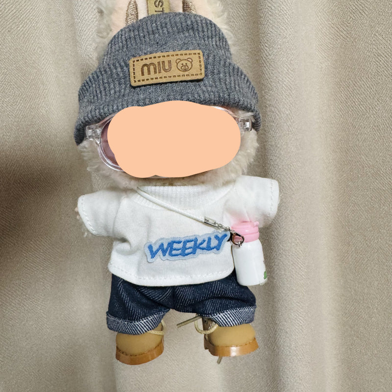 Clothes Labubo Shirt Jeans With Bottle Keychain Labubo Clothing Macaron Clothes for Labubo