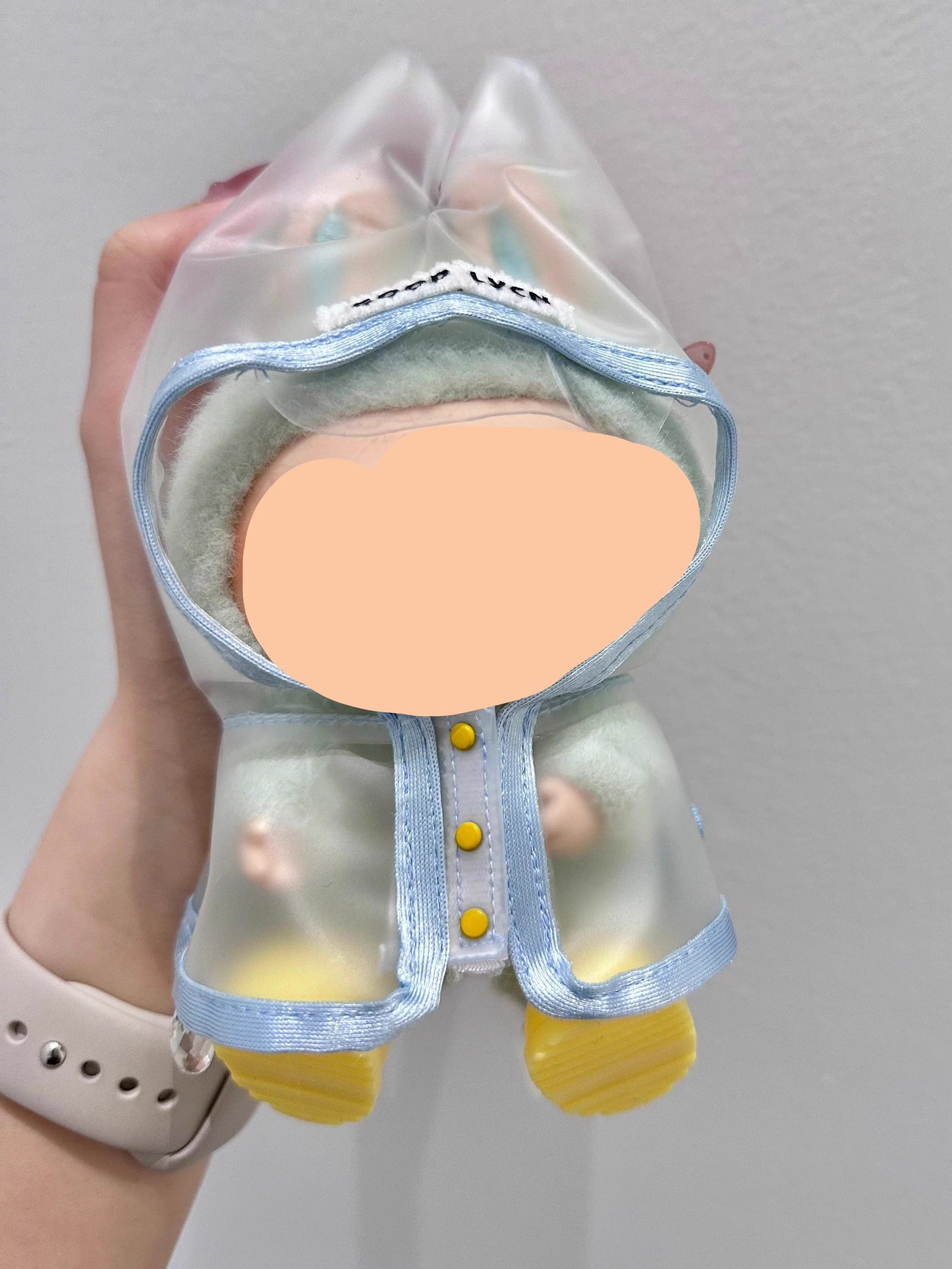 Raincoat + yellow rain boots Keychain Labubo Clothes Labubo Clothing Macaron Clothes for Labubo