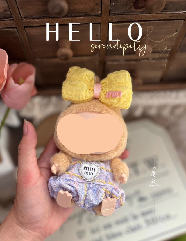 Clothes Labubo Blue Bodysuit With Hairbow Keychain Labubo Clothing Macaron Clothes for Labubo